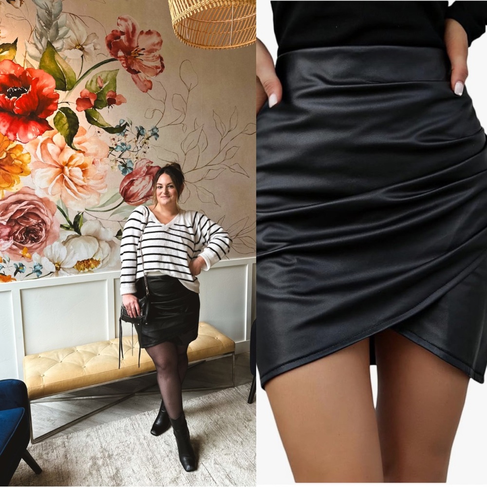 Black Tulip Hem Wrap Skirt